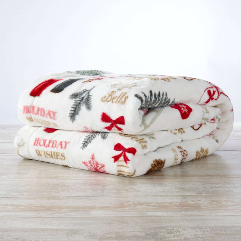 The Holiday Aisle® Apolonia Holiday Printed Sherpa Throw & Reviews Wayfair